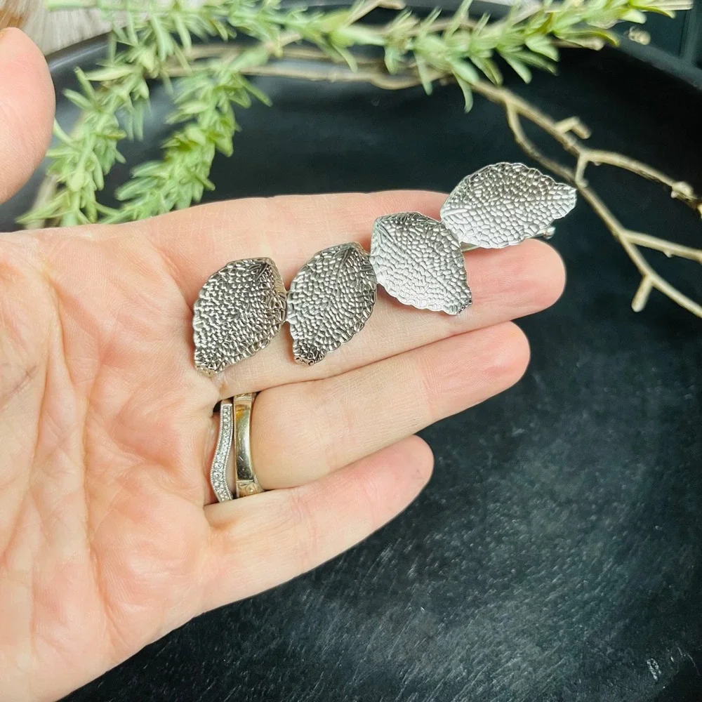 Aspen Leaf Hair Pin | Silver Toned Botanical | Forest Fae Earth Witch Boho Fairy